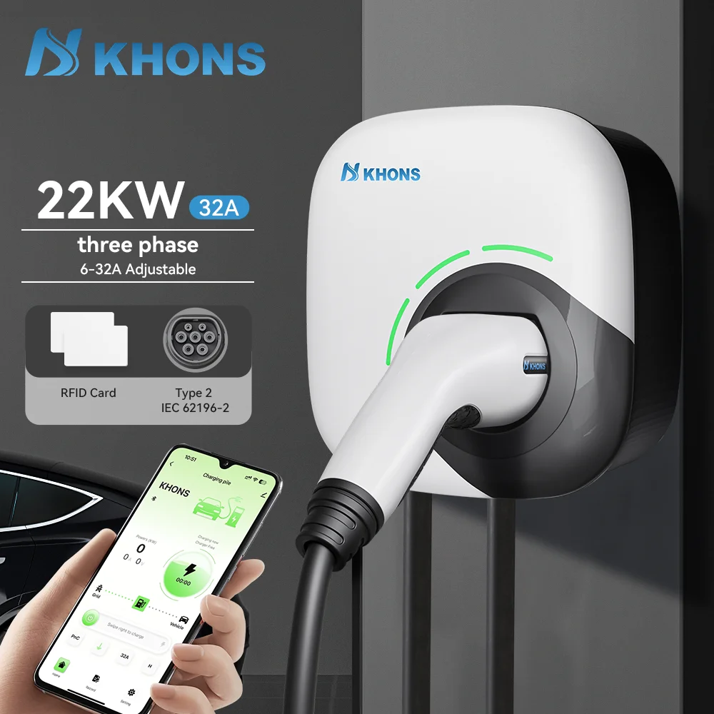 KHONS 22 kW Type 2 EV uzlādes stacija (Wallbox)